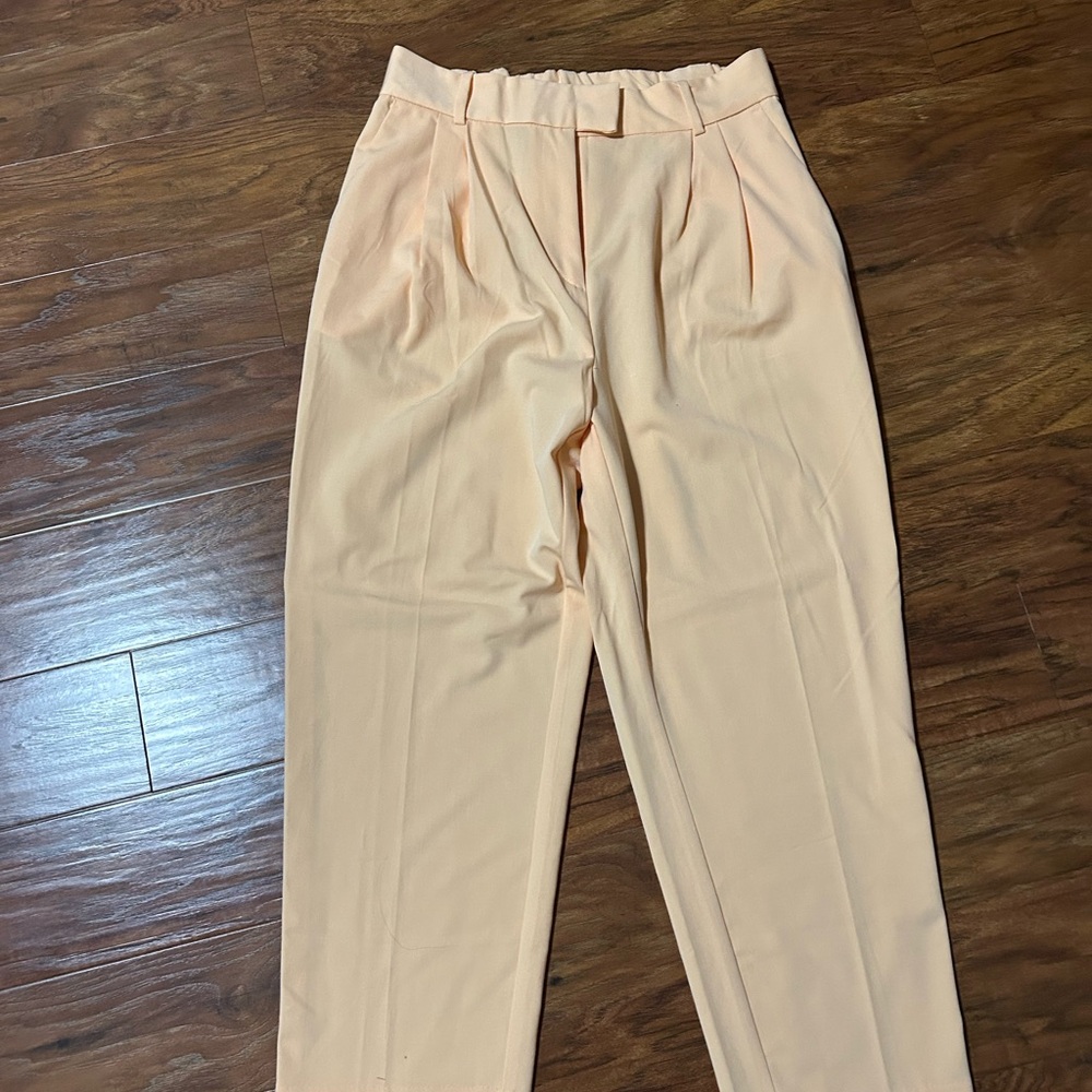Chic Peach High-Waisted Trousers